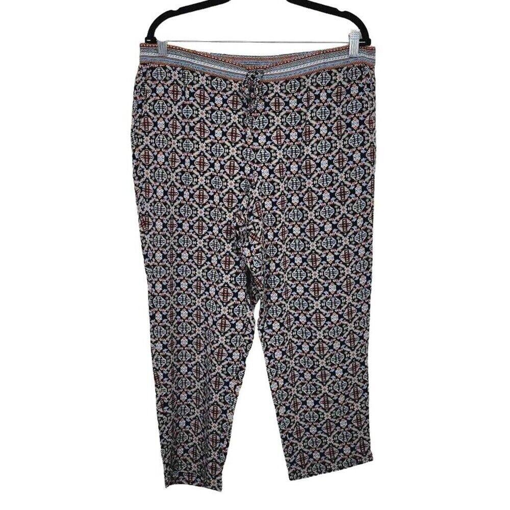 J. Jill Womens Black Bohemian Ponte Pull On Straight Leg Lounge Pants Size LP